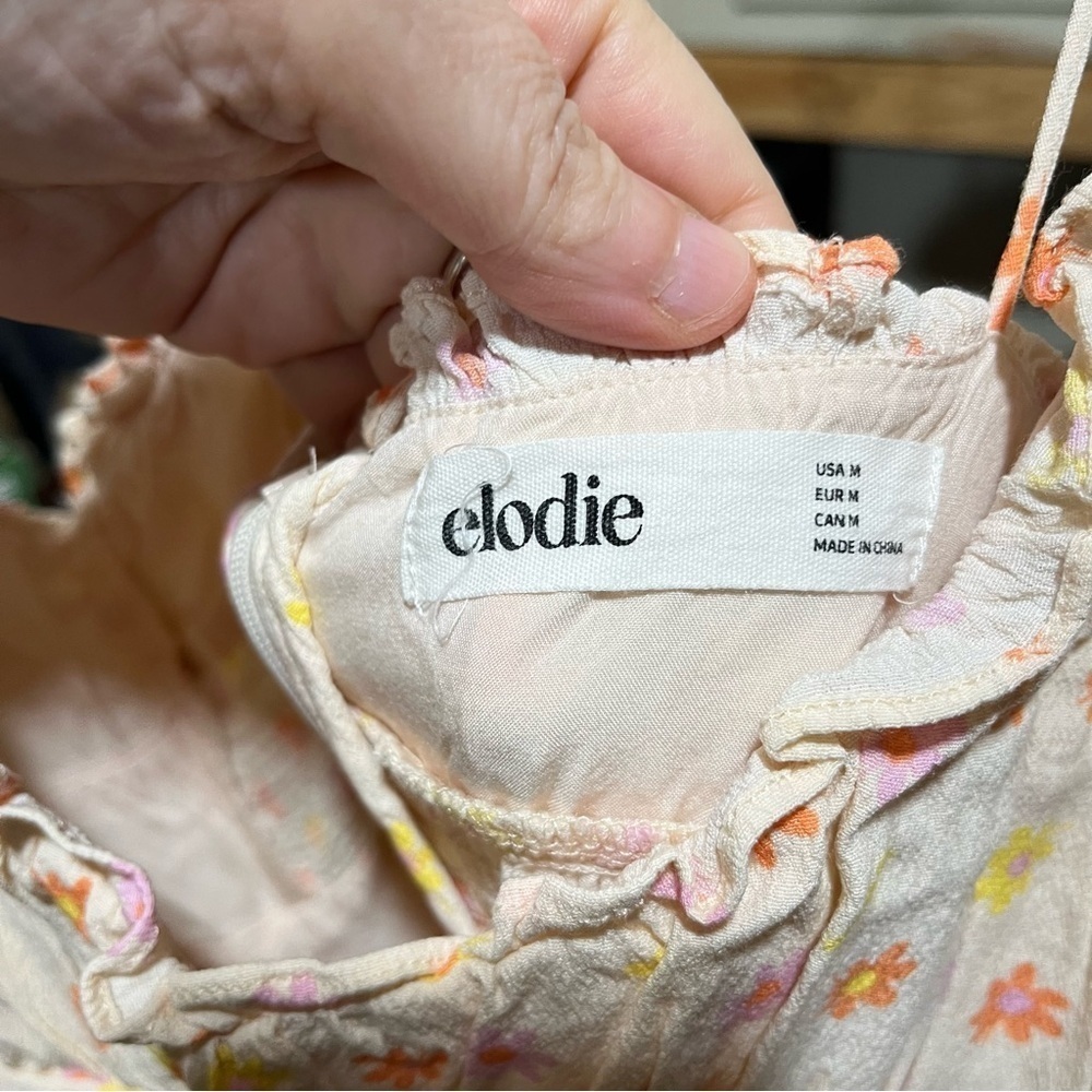 ELODIE ~ Cream Floral Mini Dress Adjustable Tie Straps 90s 70s Y2K - Picture 8 of 11